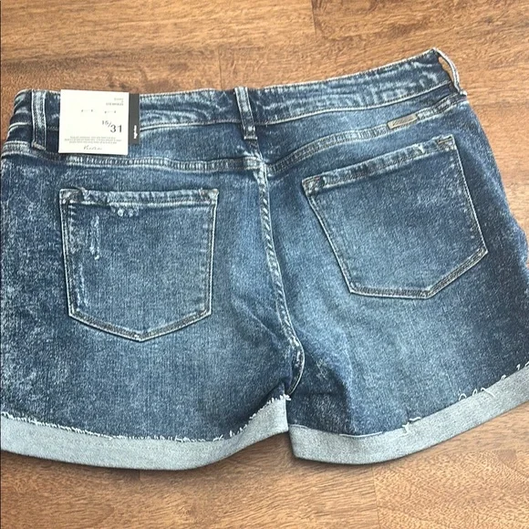 KanCan Blue Distressed Jean Shorts Rolled Cuffs - Picture 2 of 2